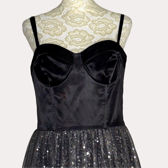 Asos Satin Sequin Netting Bustier Dress Gray Silver UK 12 US 8 bv - Picture 5 of 11
